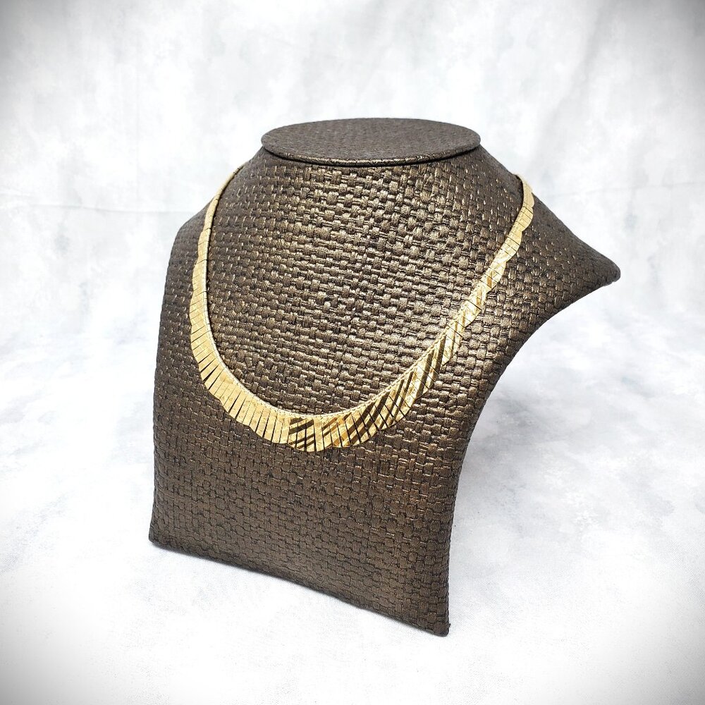 Italian-Made 14K Gold Cleopatra-Style Collar Necklace - 17" Long